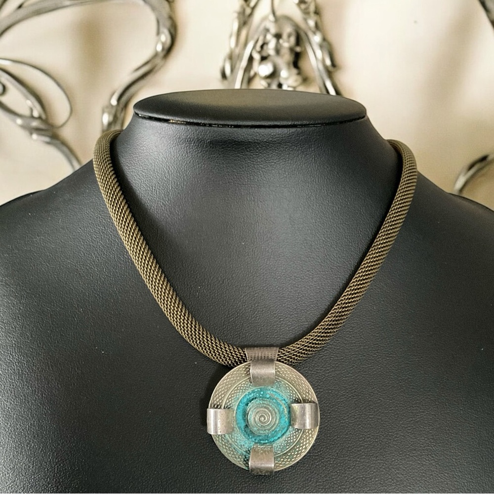 💖 Marjorie Baer SF Modernist Mixed Metal Pendant Necklace 💖
